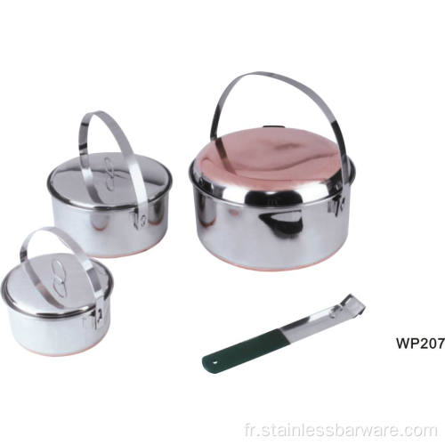 Ensemble de pots de camping en acier inoxydable pour 7 personnes